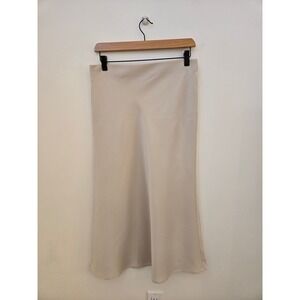 Rachel Zoe Beige Satin Midi Skirt Champagne A-Line J1130 Womens Size 6